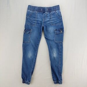 V.I.P. Denim Joggers Kids Size 12 Blue Cargo Jeans Stretch Elastic Waist Jogger